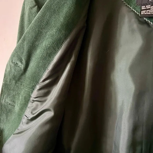 Dennis Basso Green 100% Leather Suede Jacket Sz L. - Picture 10 of 14